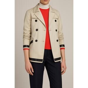 Theory Cliffa Khaki Belted Trench Jacket Size S Double Breasted